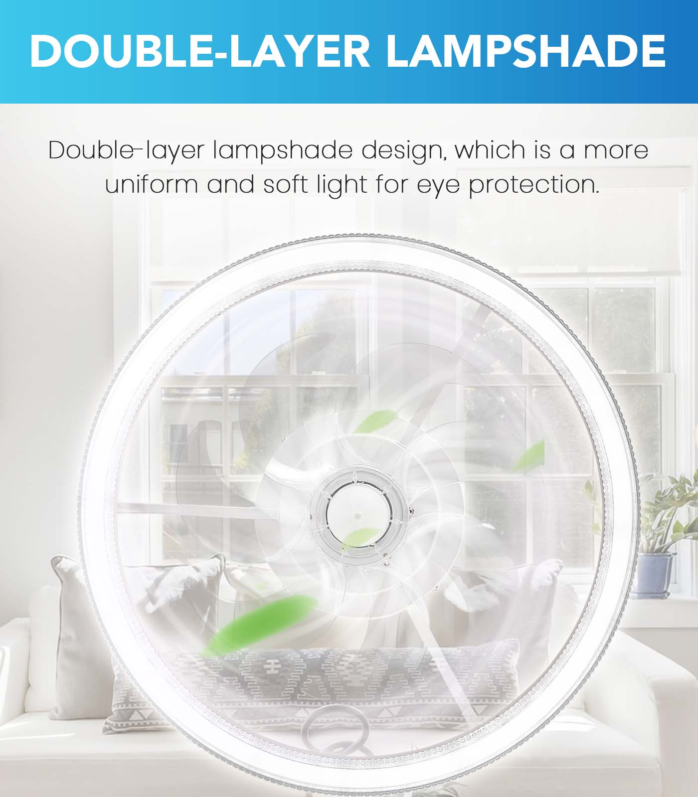 Fandelier Flush Mount Ceiling Fan 3 Color Changeable for Bedroom