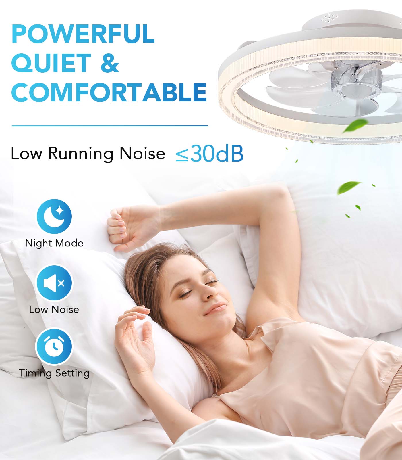 Fandelier Flush Mount Ceiling Fan 3 Color Changeable for Bedroom