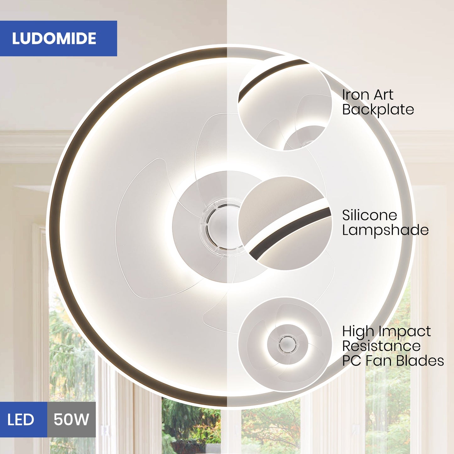 Dimmable LED Ceiling Fan for Kids Room