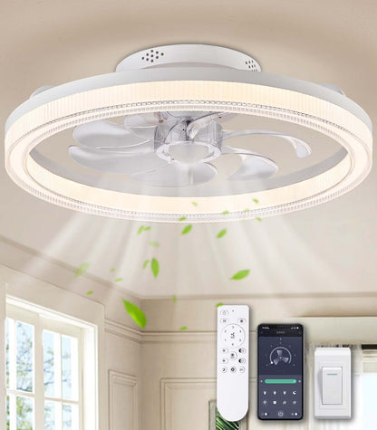 Fandelier Flush Mount Ceiling Fan 3 Color Changeable for Bedroom