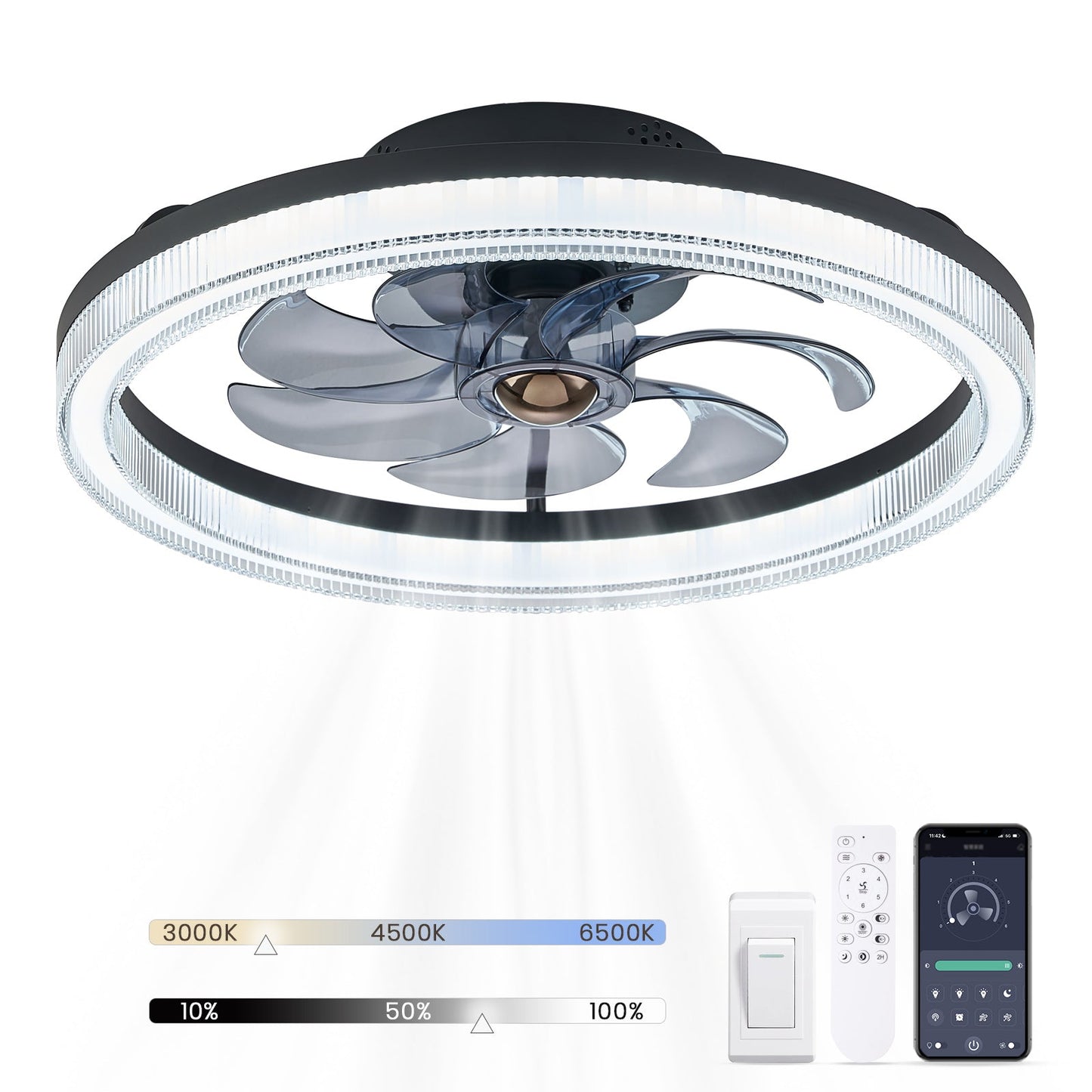 20" Ceiling Fans with Lights and Remote
