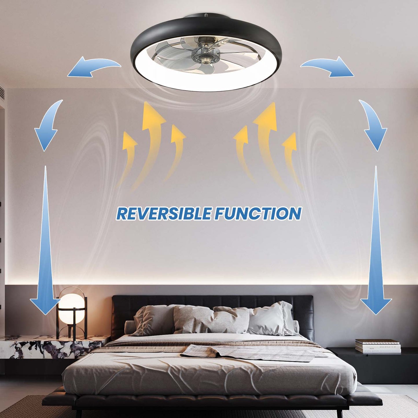 20" Flush Mount Ceiling Fan with Remote & APP Control