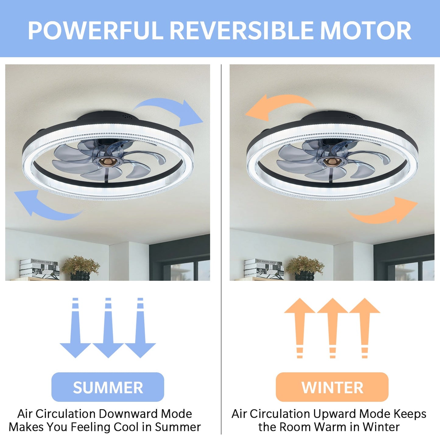 20" Ceiling Fans with Lights and Remote