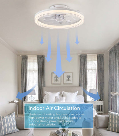Fandelier Flush Mount Ceiling Fan 3 Color Changeable for Bedroom