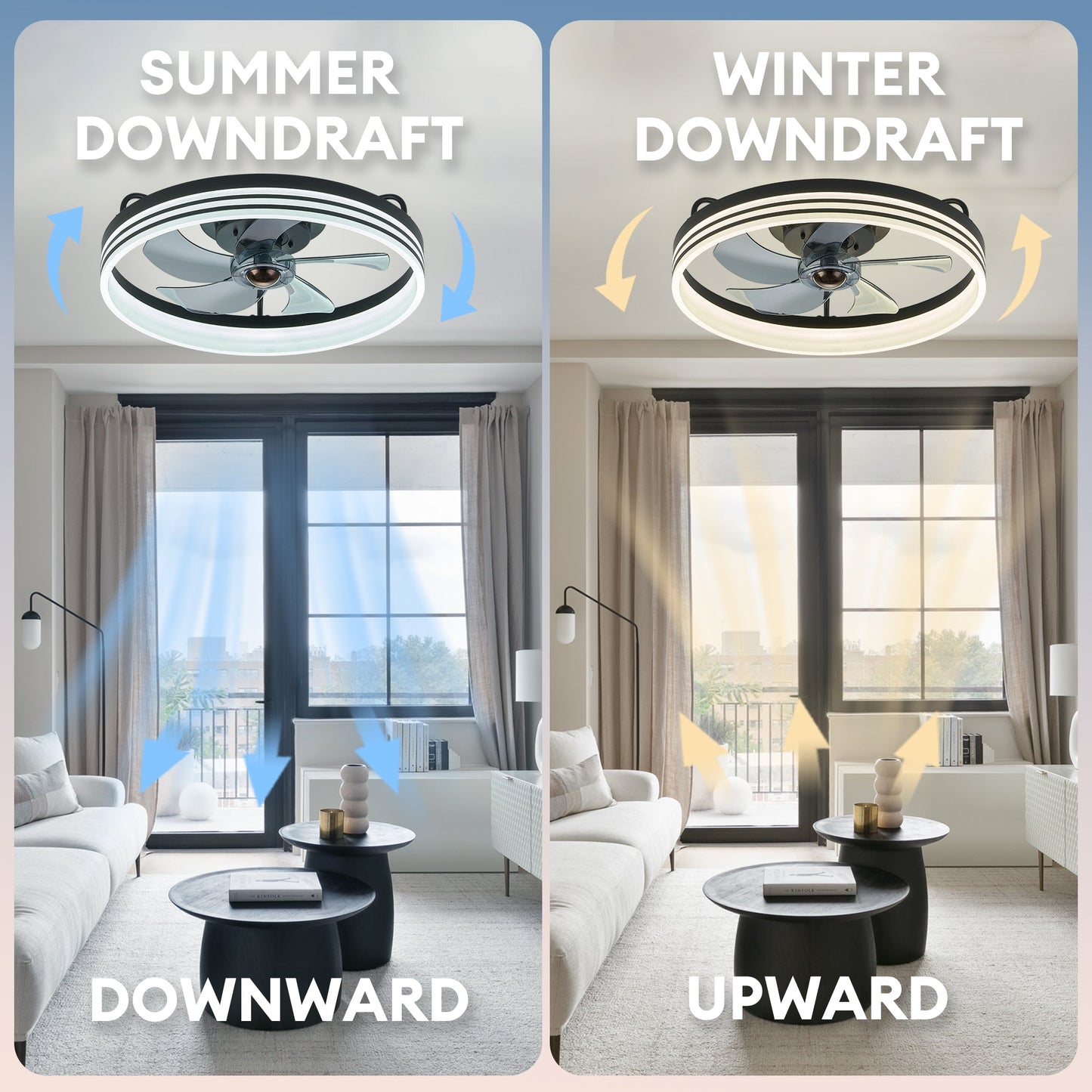 Black Smart Low Profile Ceiling Fan