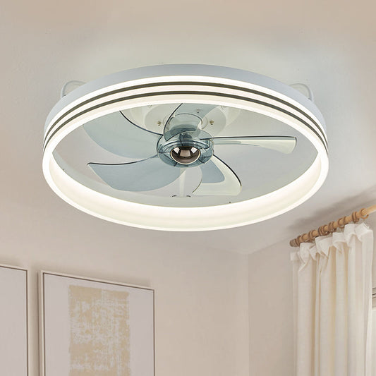 Smart Low Profile White Ceiling Fan for Bedroom