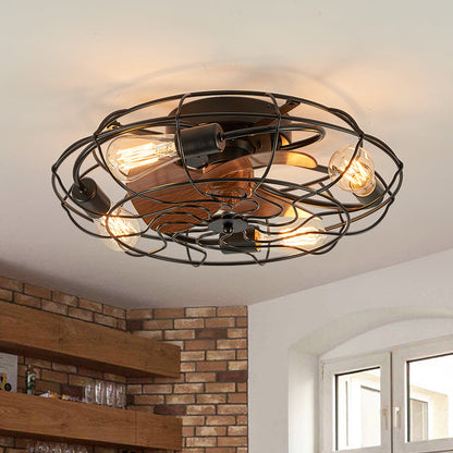 Caged Ceiling Fans with Lights and Remote