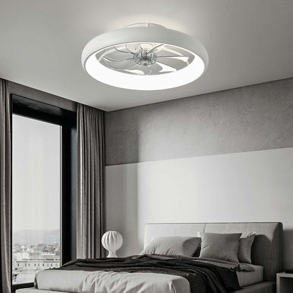 20'' White Low Profile Flush Mount Ceiling Fan with Lights