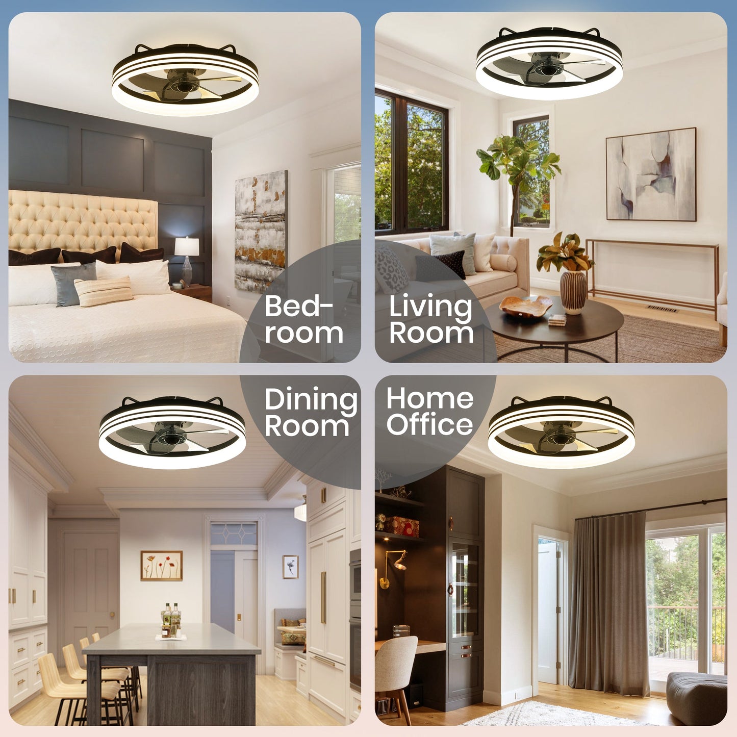Black Smart Low Profile Ceiling Fan
