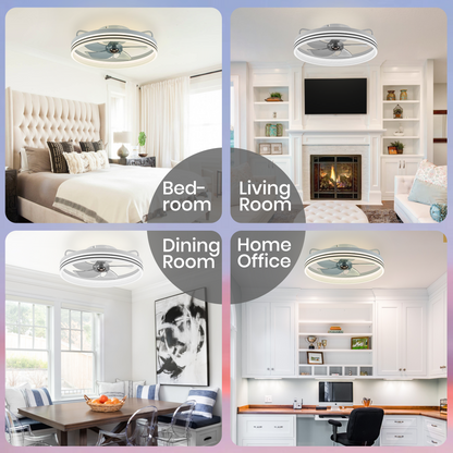Smart Low Profile White Ceiling Fan for Bedroom
