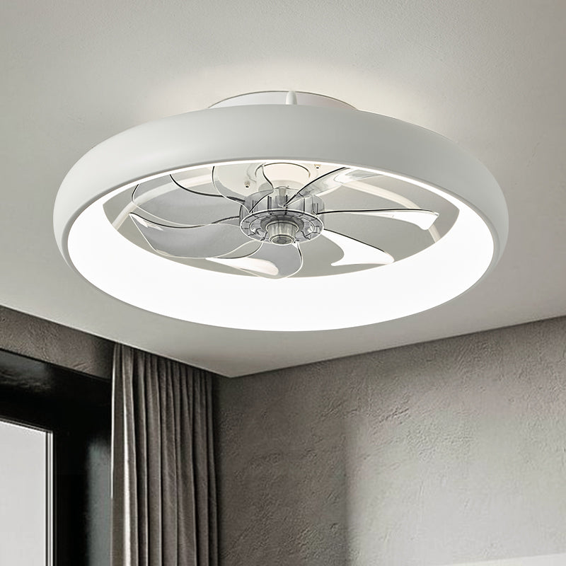 20'' White Low Profile Flush Mount Ceiling Fan with Lights