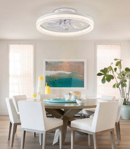 Fandelier Flush Mount Ceiling Fan 3 Color Changeable for Bedroom