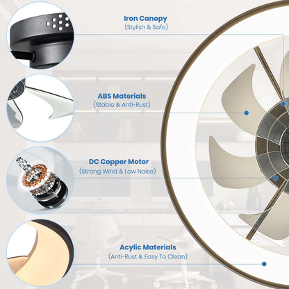 20" Flush Mount Ceiling Fan with Remote & APP Control
