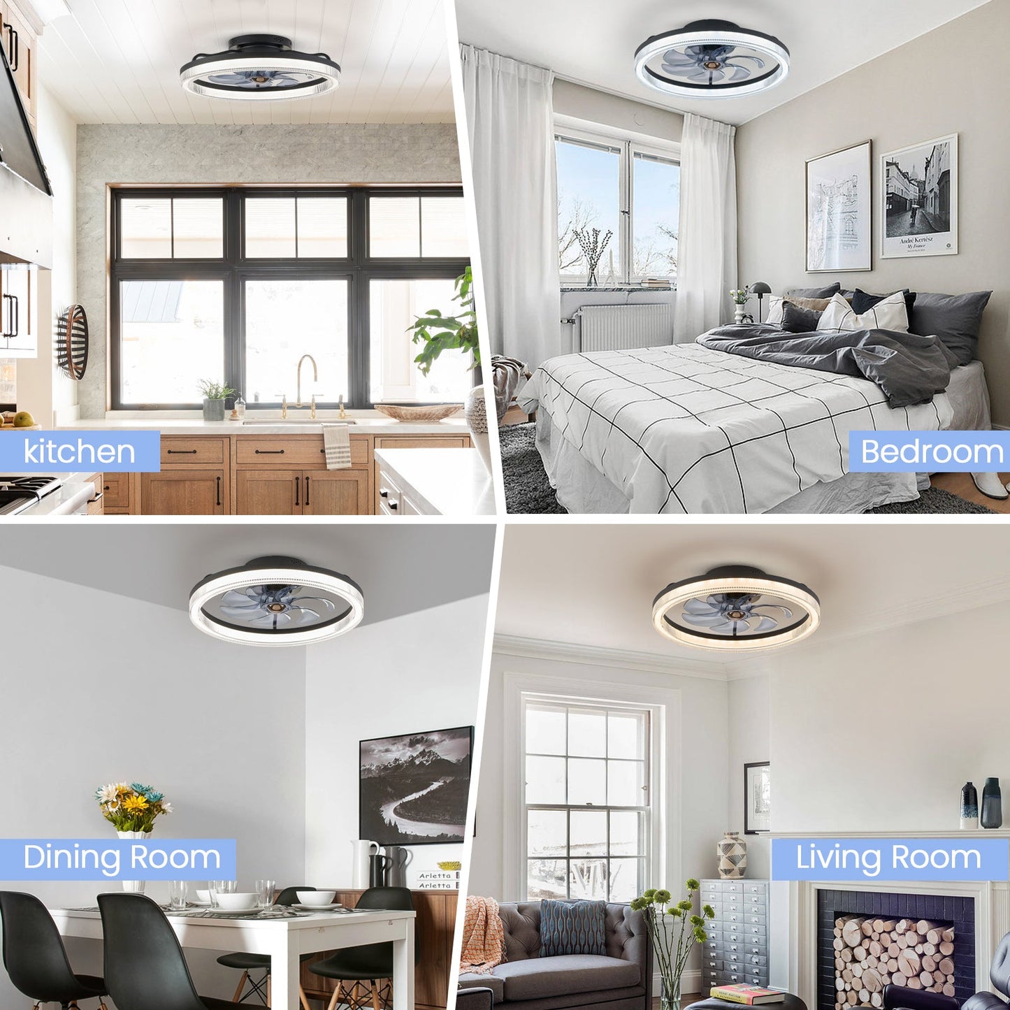 20" Ceiling Fans with Lights and Remote