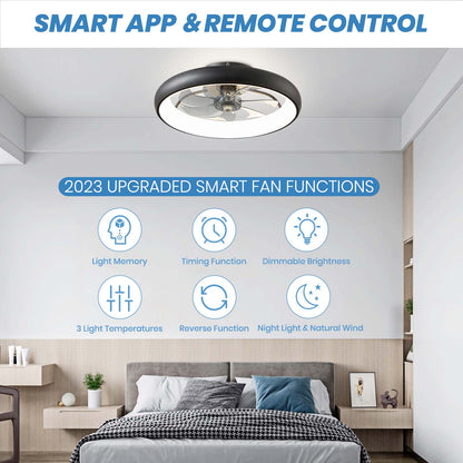 20" Flush Mount Ceiling Fan with Remote & APP Control