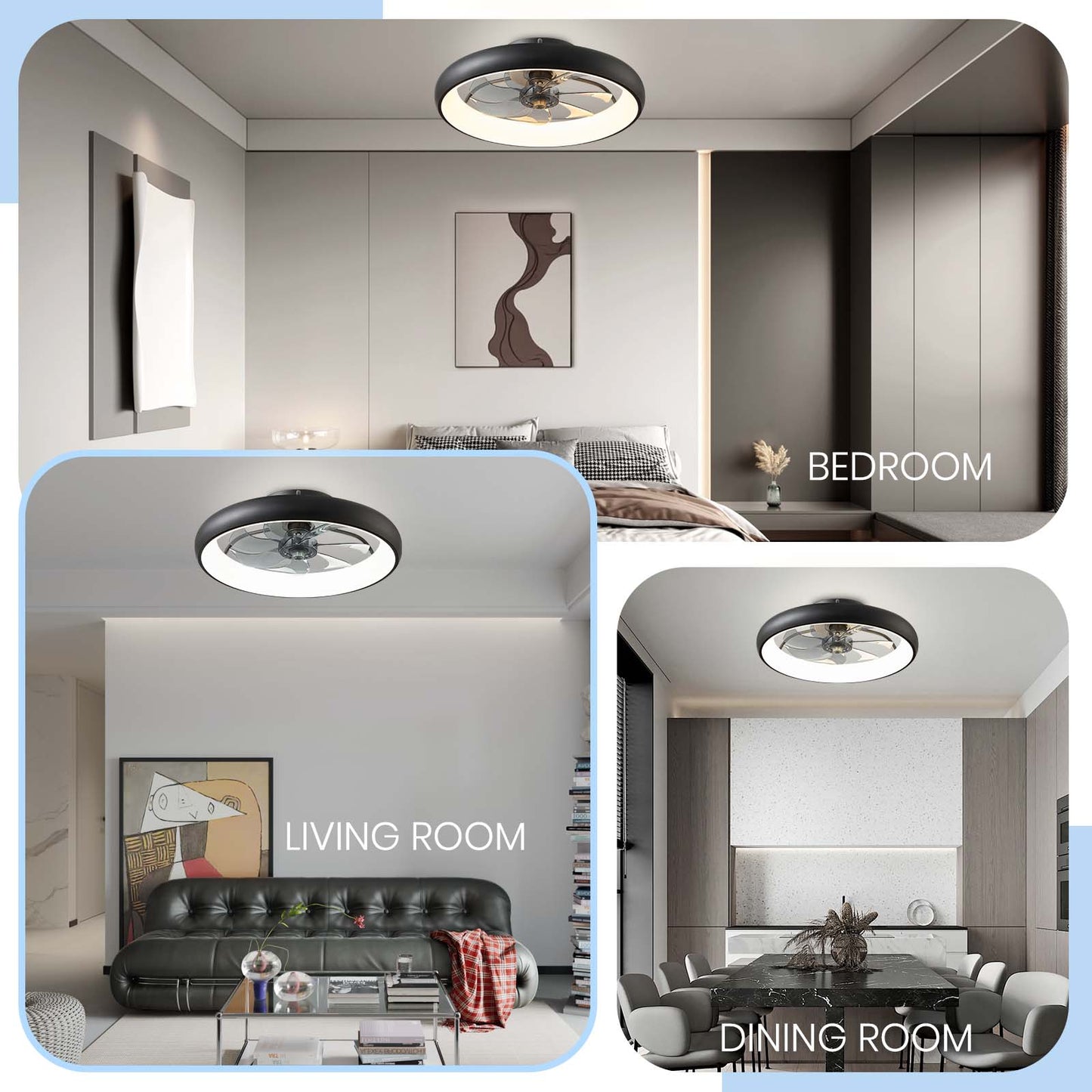 20" Flush Mount Ceiling Fan with Remote & APP Control