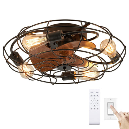 Caged Ceiling Fans with Lights and Remote