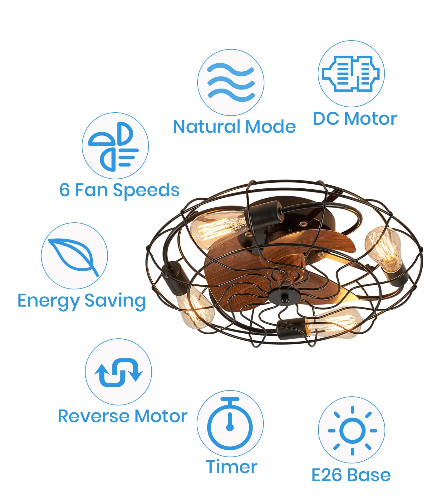Caged Ceiling Fans with Lights and Remote