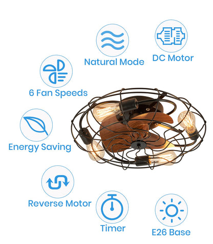 Caged Ceiling Fans with Lights and Remote