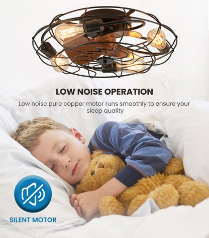Caged Ceiling Fans with Lights and Remote