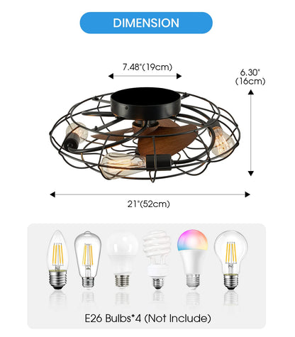 Caged Ceiling Fans with Lights and Remote